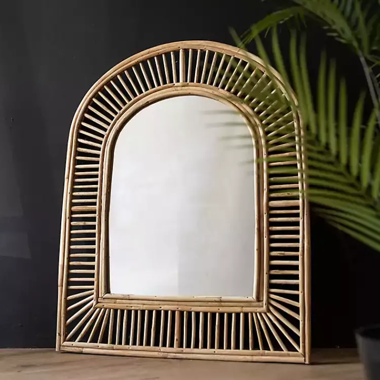 Kirklands Home Natural Cane Arched Wall Mirror