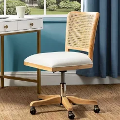 Kirklands Home Natural Cane Back Linen Office Chair Hot