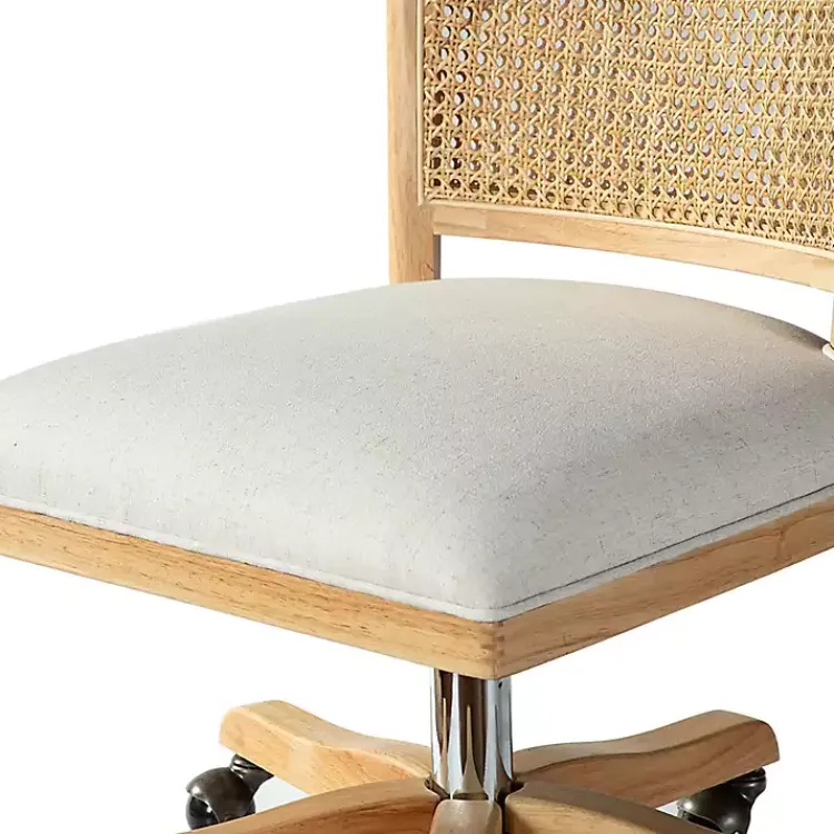 Kirklands Home Natural Cane Back Linen Office Chair Hot
