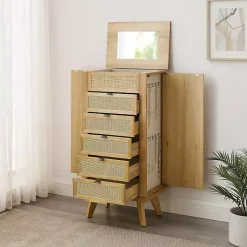 Kirklands Home Natural Cane Jewelry Armoire Tan Discount
