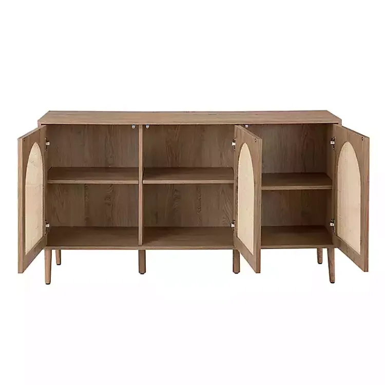 Kirklands Home Natural Cane Wood Arched Sideboard Cabinet Sale