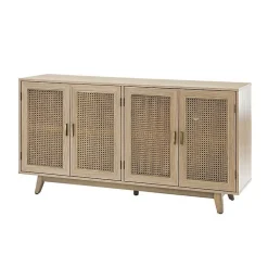 Kirklands Home Natural Cane Wood Storage Media Cabinet Tan Clearance