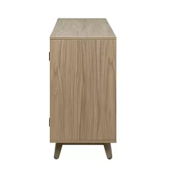 Kirklands Home Natural Cane Wood Storage Media Cabinet Tan Clearance