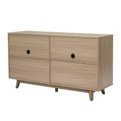 Kirklands Home Natural Cane Wood Storage Media Cabinet Tan Clearance