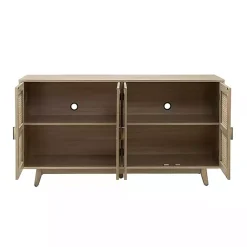 Kirklands Home Natural Cane Wood Storage Media Cabinet Tan Clearance