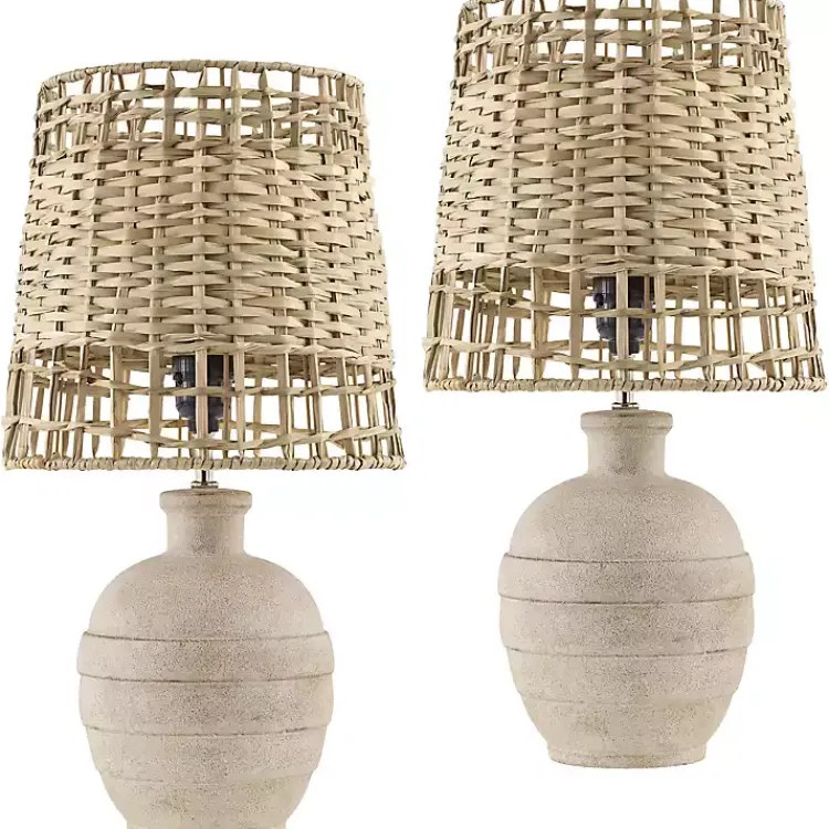Kirklands Home Natural Ceramic 2-pc. Lamps with Seagrass Shades Tan Best
