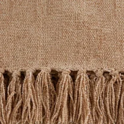 Blankets & Throws>Kirklands Home Natural Chenille Fringe Throw Tan