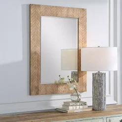 Kirklands Home Natural Chevron Wood Wall Mirror Clearance