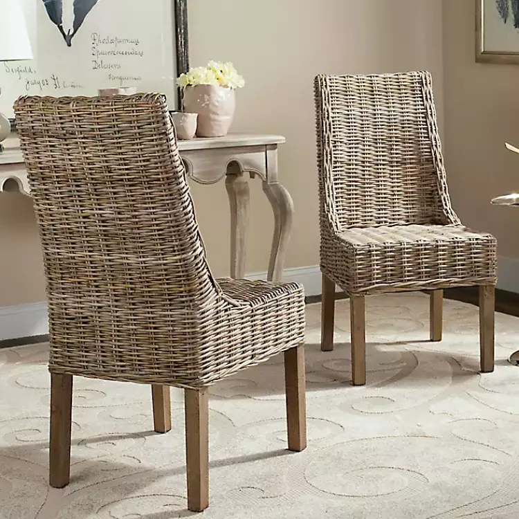 Kirklands Home Natural Coastal Rat 2-pc. Dining Chair Set Tan