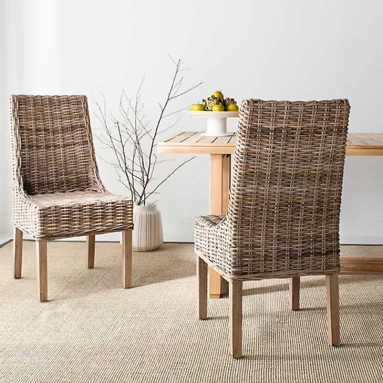 Kirklands Home Natural Coastal Rat 2-pc. Dining Chair Set Tan