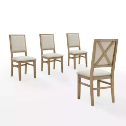 Kirklands Home Natural Cream Upholstered Dining Chairs, Set of 4 Ivory Best