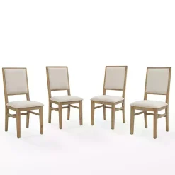 Kirklands Home Natural Cream Upholstered Dining Chairs, Set of 4 Ivory Best