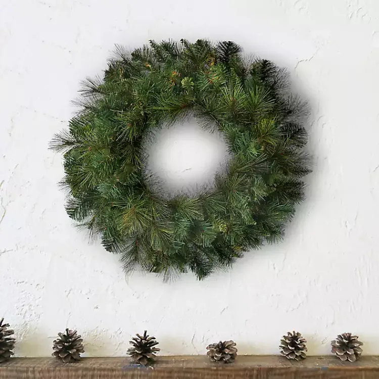 Christmas Wreaths>Kirklands Home Natural Deluxe Belgium Pine Wreath, 24 in. Green