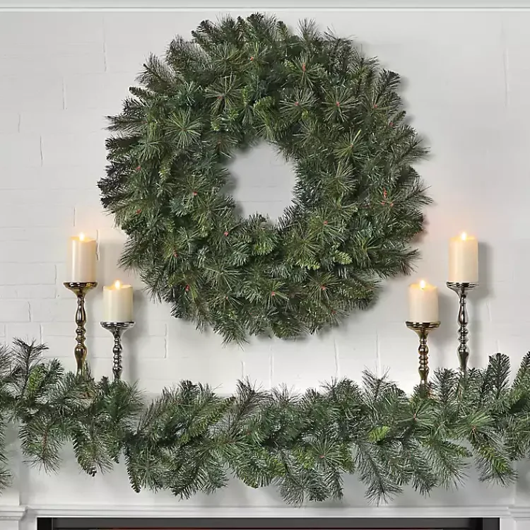 Christmas Wreaths>Kirklands Home Natural Deluxe Belgium Pine Wreath, 36 in. Green