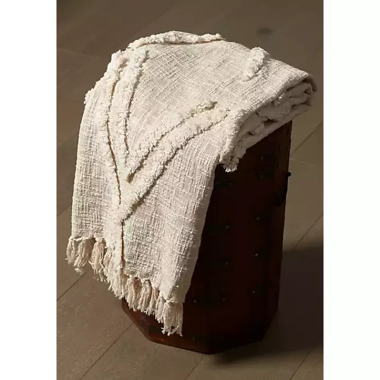 Blankets & Throws>Kirklands Home Natural Diamond Cotton Blanket Ivory