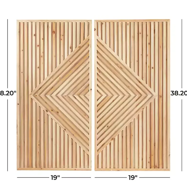 Kirklands Home Natural Diamond Wood Panel Wall Plaques, Set of 2 Brown Online