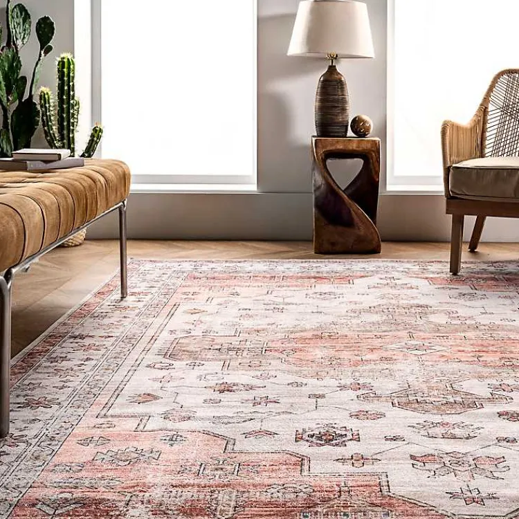 Kirklands Home Natural Faded Vintage Washable Area Rug, 5x8 Online