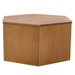 Kirklands Home Natural Fluted Hexagon Coffee Table Tan Outlet
