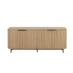 Kirklands Home Natural Fluted Wood 4-Door Scandinavian Cabinet Tan Discount