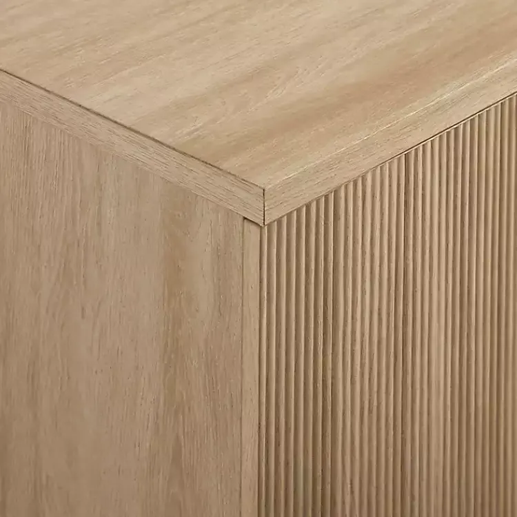 Kirklands Home Natural Fluted Wood 4-Door Scandinavian Cabinet Tan Discount