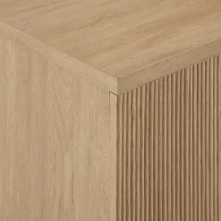 Kirklands Home Natural Fluted Wood Scandinavian Cabinet Tan Online