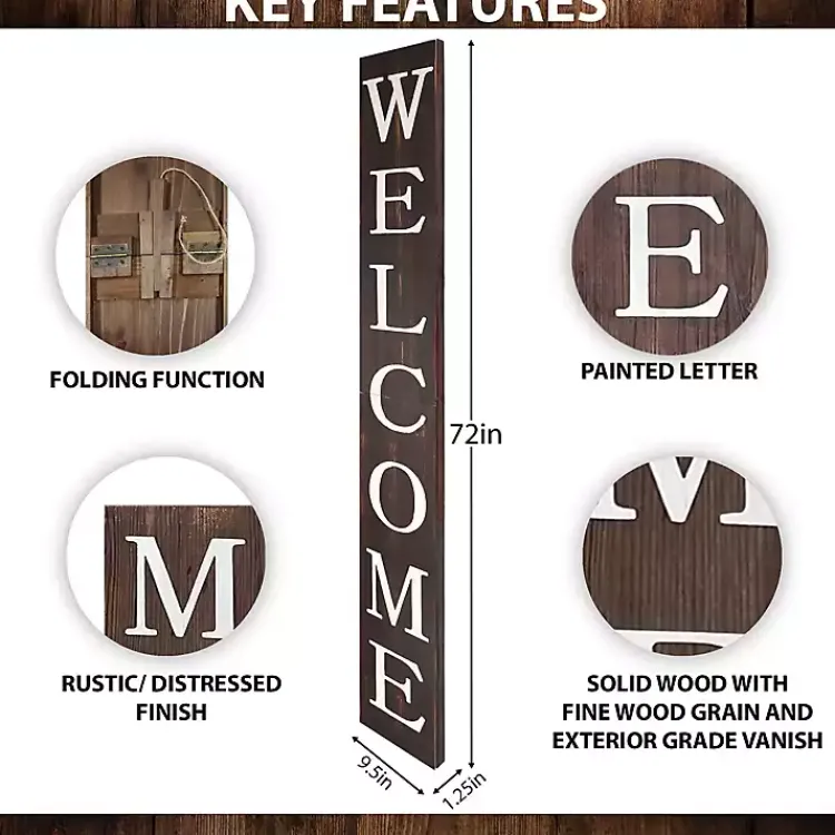 Kirklands Home Natural Foldable Welcome Porch Board Brown New