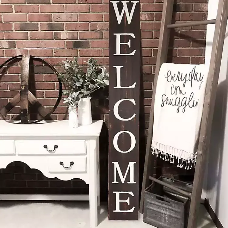 Kirklands Home Natural Foldable Welcome Porch Board Brown New
