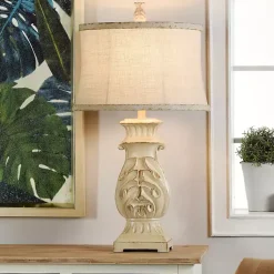 Kirklands Home Natural French Country Table Lamp White New