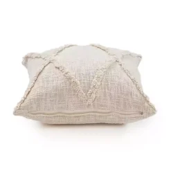 Pillows>Kirklands Home Natural Fringe Diamond Pillow, 20 in. Tan