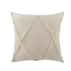 Pillows>Kirklands Home Natural Fringe Diamond Pillow, 26 in. Tan
