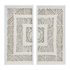 Kirklands Home Natural Geometric Rice Paper Framed Art, Set of 2 Tan New