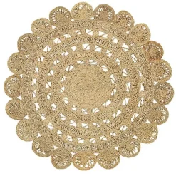 Kirklands Home Natural Golden Sunshine Circular Area Rug, 4x4 Tan Sale