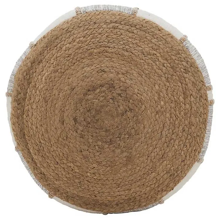 Poufs & Floor Cushions>Kirklands Home Natural Gray and White Striped Jute Pouf