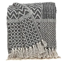 Blankets & Throws>Kirklands Home Natural Gray Tribal Wool Tassel Throw