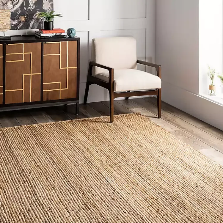 Kirklands Home Natural Hand Woven Rigo Jute Area Rug, 10x14 Tan Sale