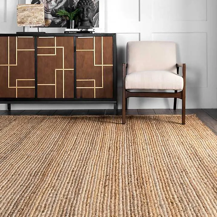 Kirklands Home Natural Hand Woven Rigo Jute Area Rug, 12x18 Tan New