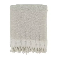 Blankets & Throws>Kirklands Home Natural Herringbone Faux Mohair Throw Ivory