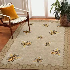 Kirklands Home Natural Honeycomb & Bees Outdoor Accent Rug