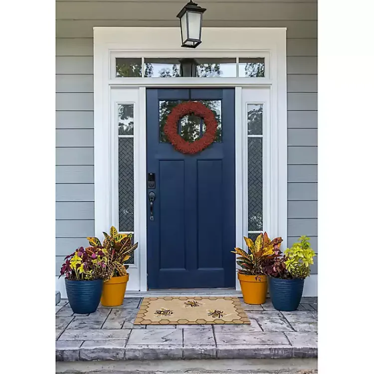 Kirklands Home Natural Honeycomb & Bees Outdoor Accent Rug
