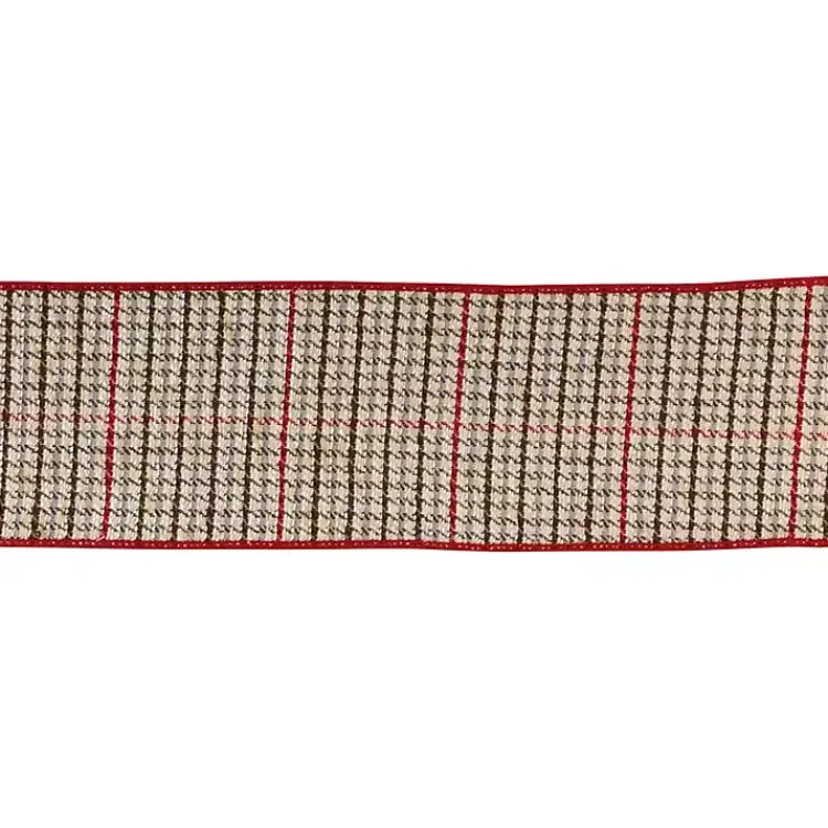 Christmas Decorations>Kirklands Home Natural Houndstooth 10 yard Christmas Ribbon Tan