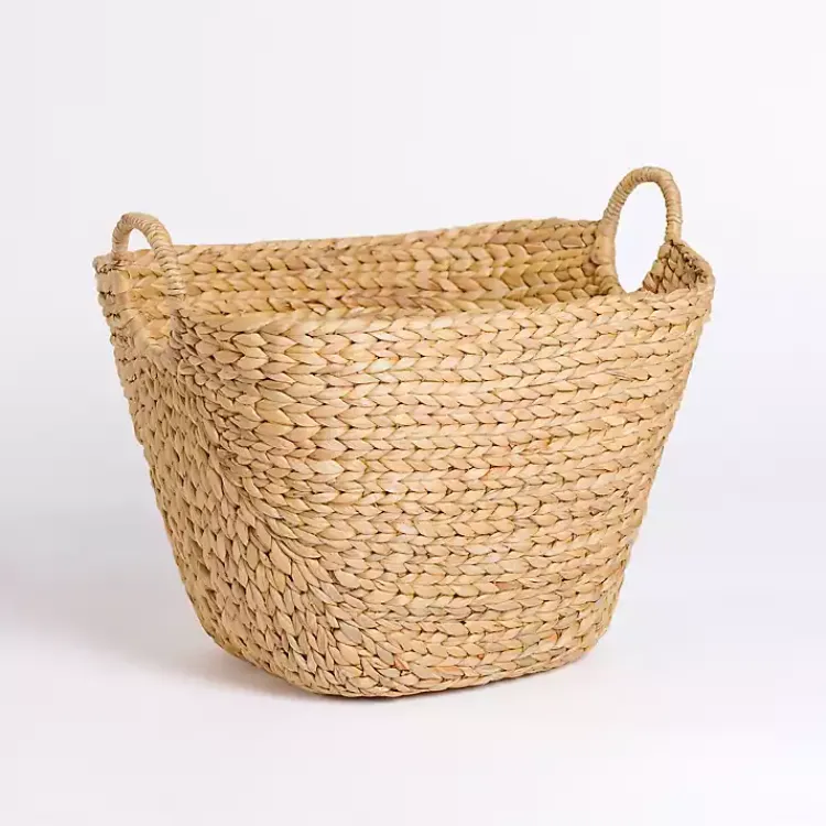 Baskets & Boxes>Kirklands Home Natural Hyacinth Basket with Handles Tan