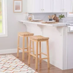 Kirklands Home Natural Hyacinth Haysom Bar Stool Tan Hot