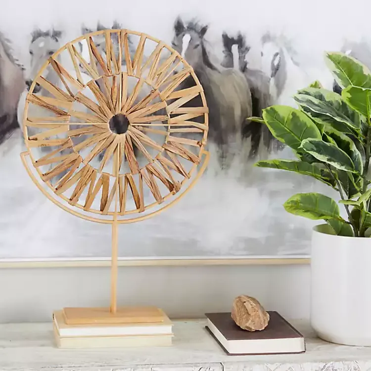 Statues & Figurines>Kirklands Home Natural Hyacinth Sunburst Sculpture Tan