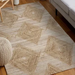 Kirklands Home Natural Jute Diamond Modern Woven Area Rug, 5x8 Brown Online
