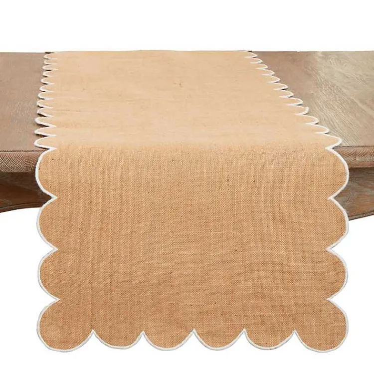 Kirklands Home Natural Jute Scalloped Table Runner Tan Best