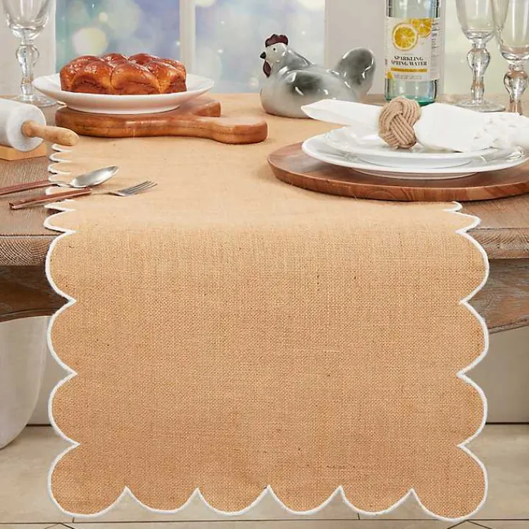 Kirklands Home Natural Jute Scalloped Table Runner Tan Best
