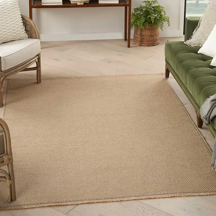 Kirklands Home Natural Jute Solid Woven Area Rug, 5x7 Tan Outlet