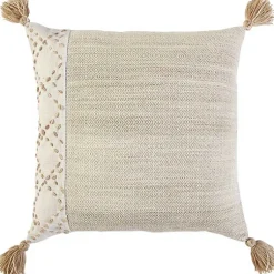 Pillows>Kirklands Home Natural Kantha Stitch Recycled Throw Pillow Tan