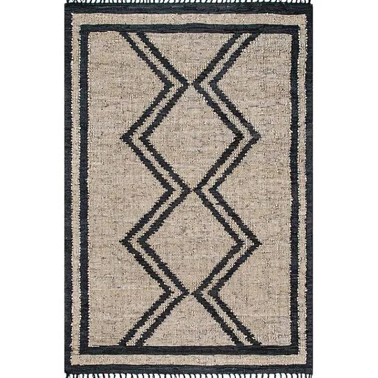 Kirklands Home Natural Leather Flatweave ZigZag Area Rug, 8x10 Best