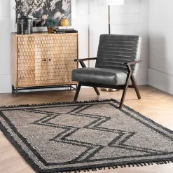 Kirklands Home Natural Leather Flatweave ZigZag Area Rug, 8x10 Best